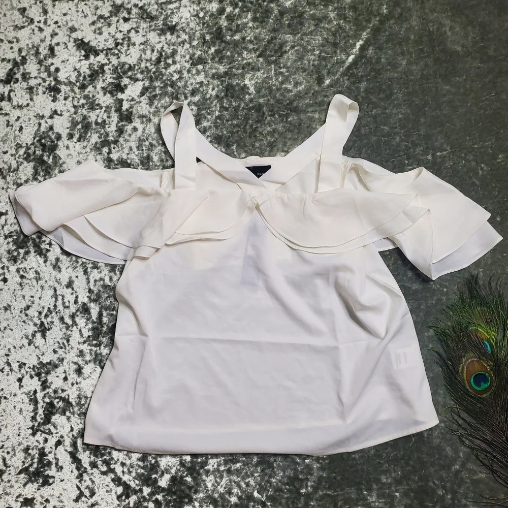 Lucy Paris White Ruffled Off The Shoulder Blouse
